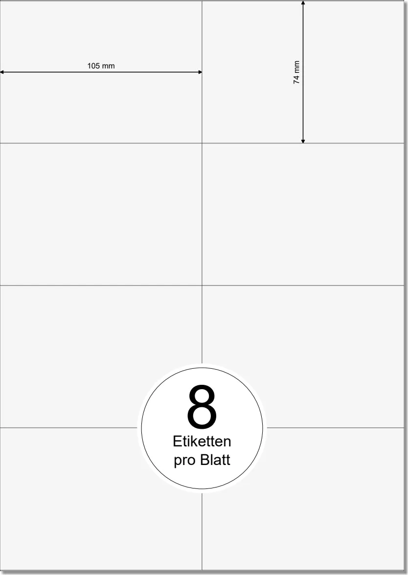 PRINTATION Folien-Etiketten matt transparent (B105xH74mm=A7) 25xA4 à 8 Eti.