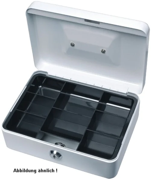 Geldkassette abschließbar mit Kunststoffeinsatz silber,195 x 145 x 95 mm Alco