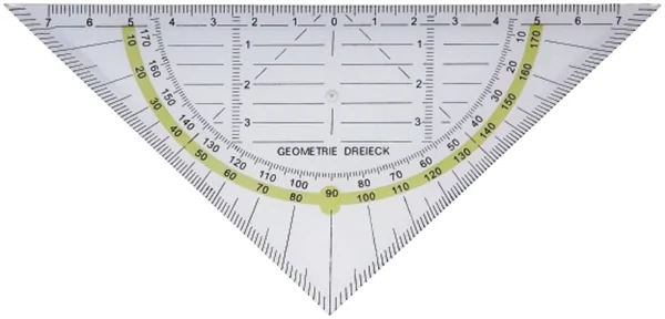 Geodreieck klein, transparent, flexibel, ohne Griff, Alco