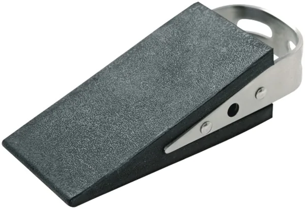 Türstopper Keilform, Gummi schwarz mit Edelstahl-Handgriff, Alco