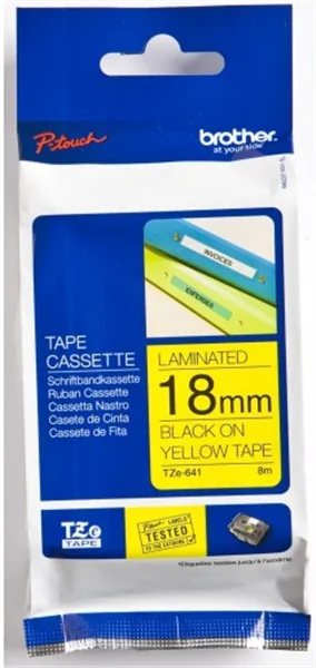 Original Beschriftungsband Brother TZe-641, 18mm x 8m, schwarz auf gelb