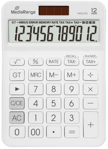 Taschenrechner MediaRange 12-stelliges LC-Display Solar und Batteriebetrieb