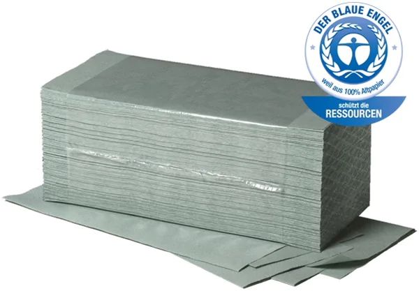 Falthandtuch 1-lagig, grün, V-Falzung, Fripa