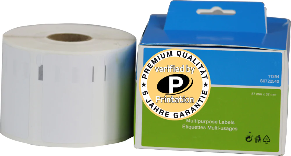 Printation Einzel-Etiketten ersetzen Dymo 11354, 32mm x 57mm, 1.000 Stück, weiß