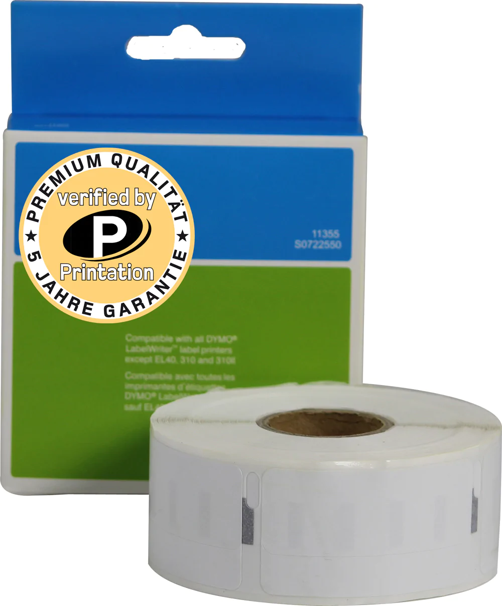 Printation Einzel-Etiketten ersetzen Dymo 11355, 19mm x 51mm, 500 Stück, weiß