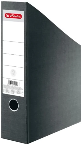 Stehsammler aus Hartpappe Herlitz schwarz mit Griffloch mit Beschriftungsfeld