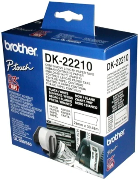 Original Endlos-Etiketten Brother DK22210, 29mm x 30,48m, weiß