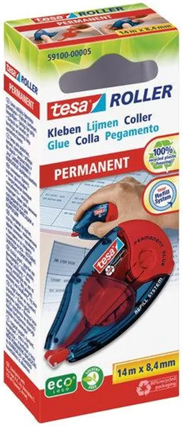 Kleberoller Basisgerät permanent nachfüllbar tesa Eco Logo, 14m x 8,4 mm
