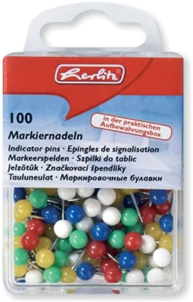 Markiernadeln Kunststoff/Metall, farbig sortiert Herlitz