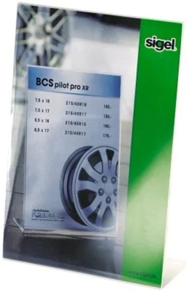 Tischaufsteller A4, schräg, glasklar, aus Acryl sigel