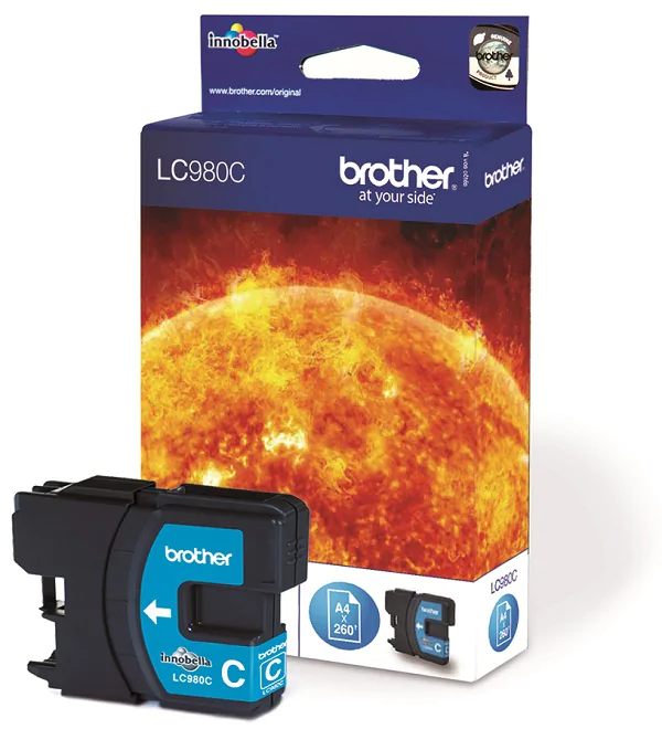 Original Tinte Brother LC-980C, ca. 260 S., cyan