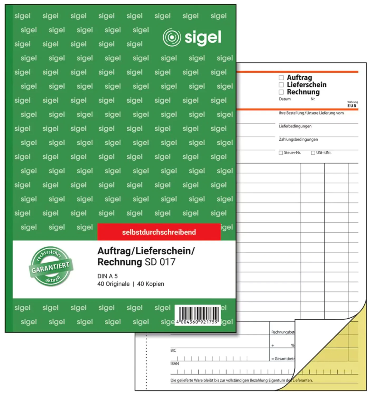 Kombinationsbuch Auftrag/ Lieferschein/ Rechnung A5 2x40Bl. durschschreibend