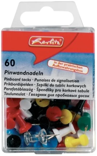 Pinnwandnadeln Kunststoff/Metall, farbig sortiert Herlitz