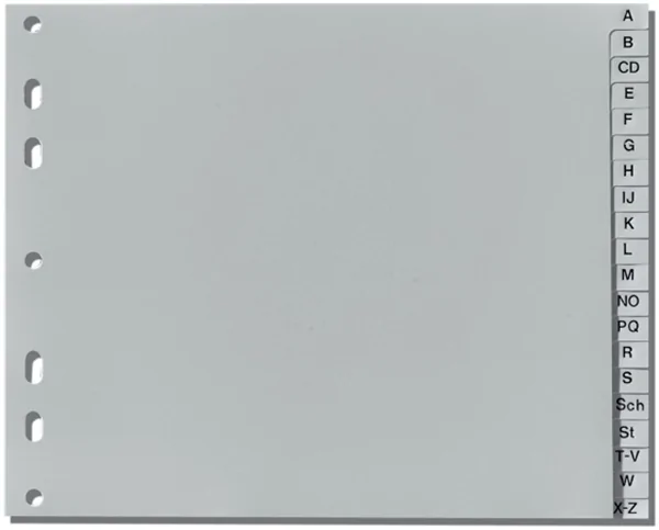 Register A-Z A4 1/2 Höhe Plastik PP-Folie Herlitz, 225x180mm, Eurolochung