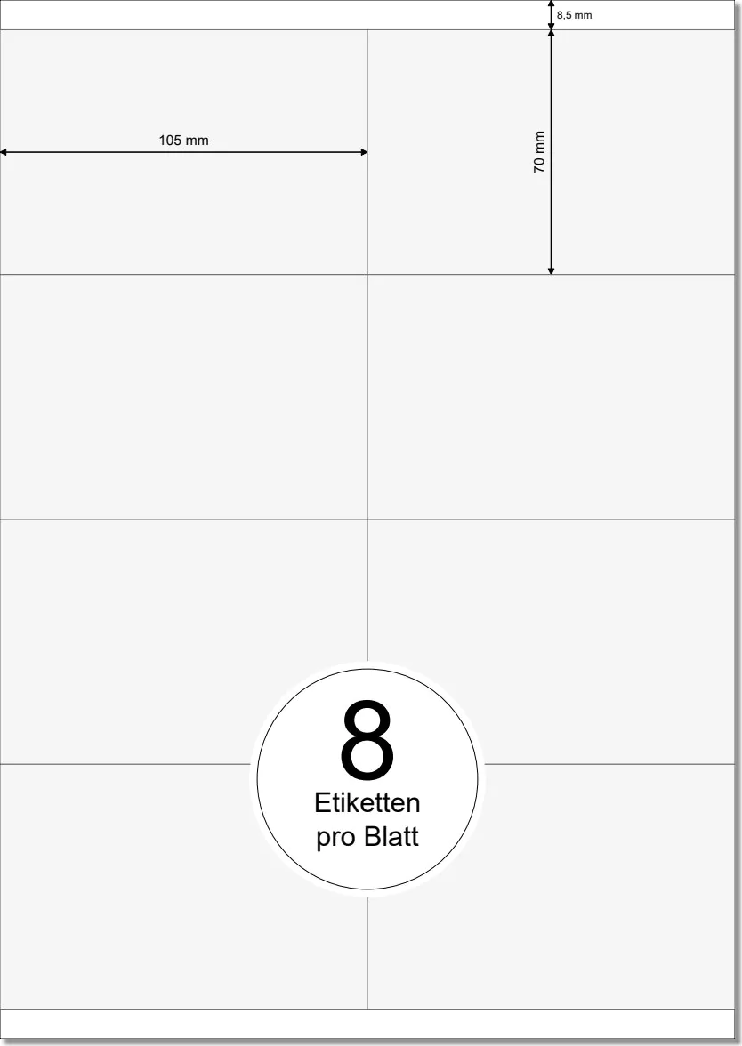 PRINTATION Papier-Etiketten (B105xH70mm) 100xA4 à 8 Eti.