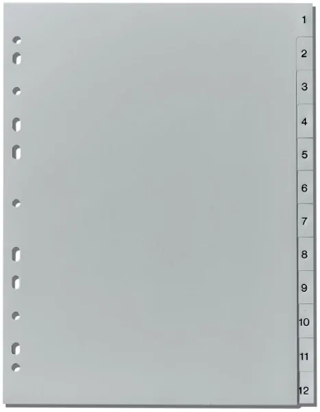 Register 1-12 A4 Plastik PP-Folie Herlitz, 225x297mm, Eurolochung