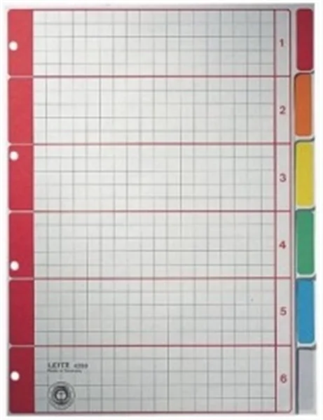 Register blanko A4 6-teilig Karton Leitz 230g 225x300mm 6-farbig bedruckt