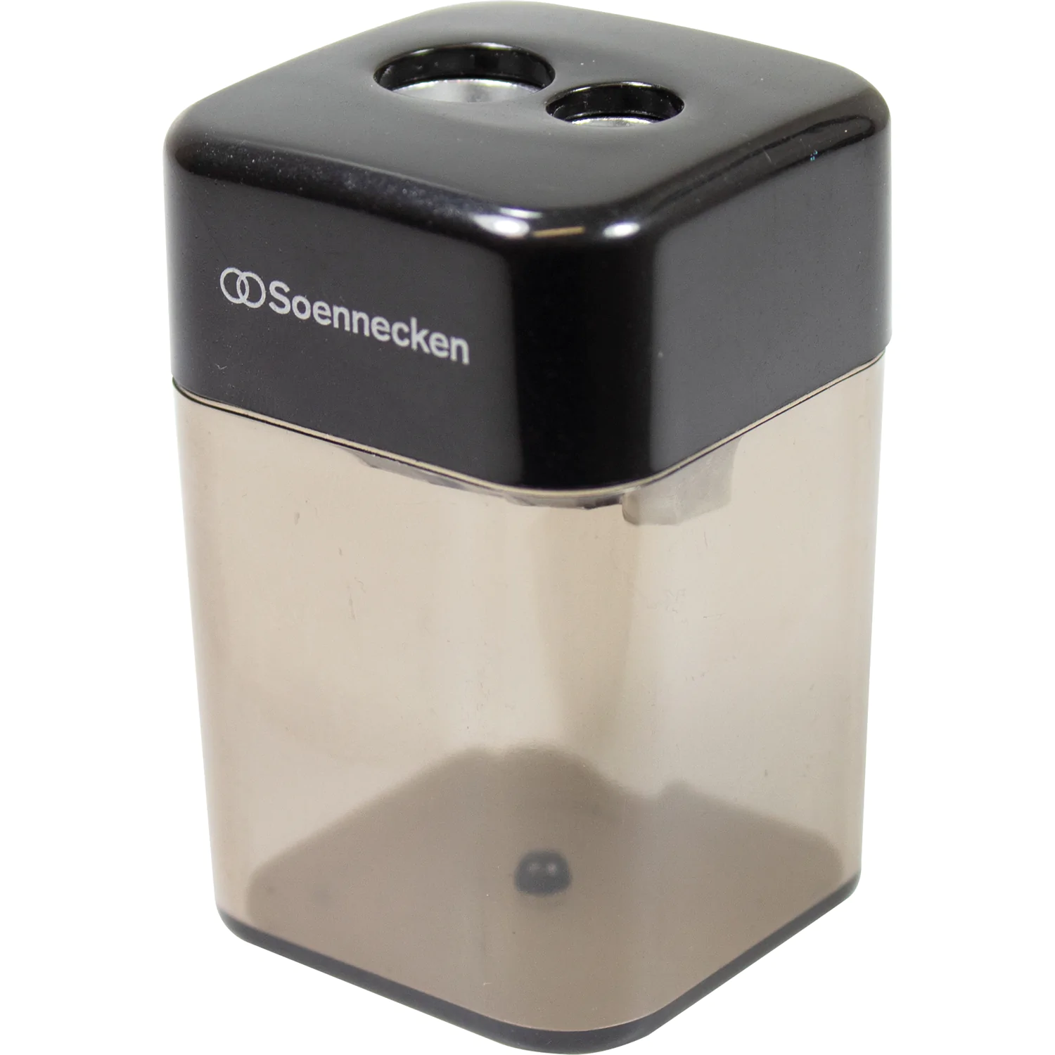 Doppelspitzer mit Auffang-Dose Marke Soennecken, schwarz/transparent