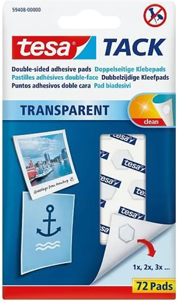 Doppelseitige Klebepads, wieder ablösbar, transparent tesa