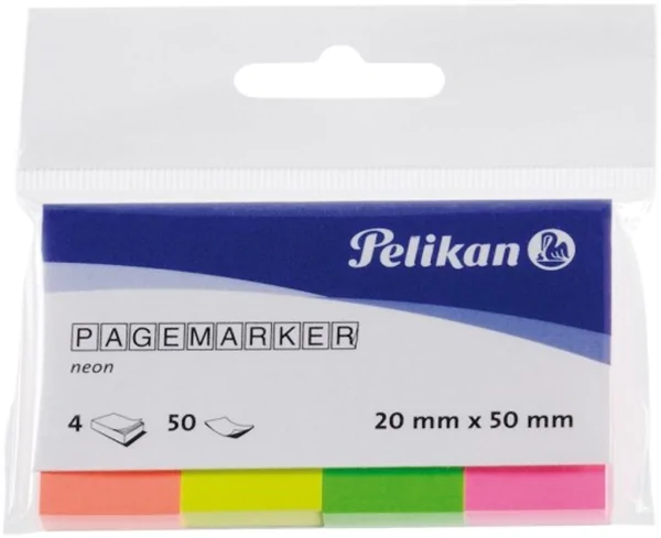 Haftmarker 20 x 50mm farbig sortiert 4 x 50 Blatt, Pelikan aus Papier