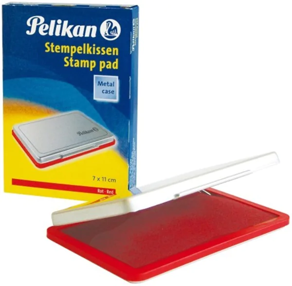 Stempelkissen (Größe 11x07cm) rot Pelikan, Metall Deckel