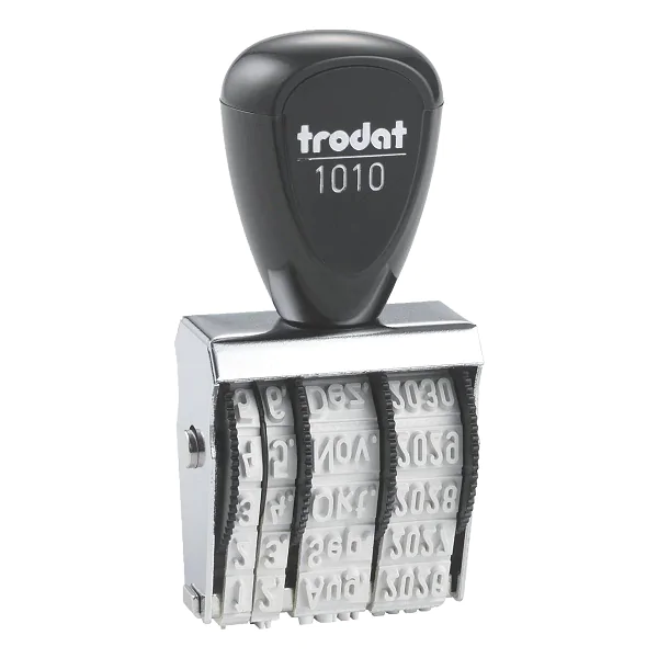 Datumsstempel Tag/Monat (Buchstaben)/Jahr einstellbar, Schrifthöhe 4 mm Trodat