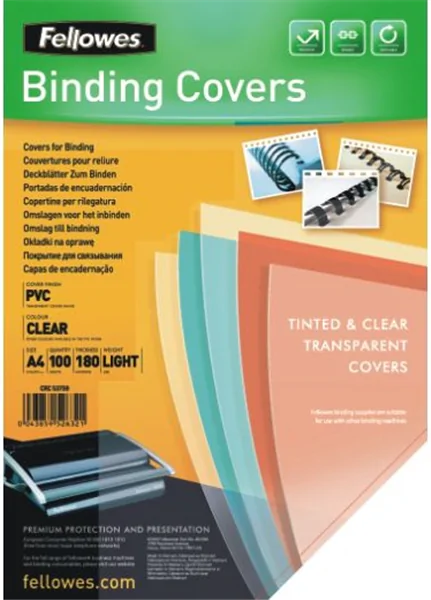 Deckblatt A4 Klarsichtfolie 180my transparent Fellowes