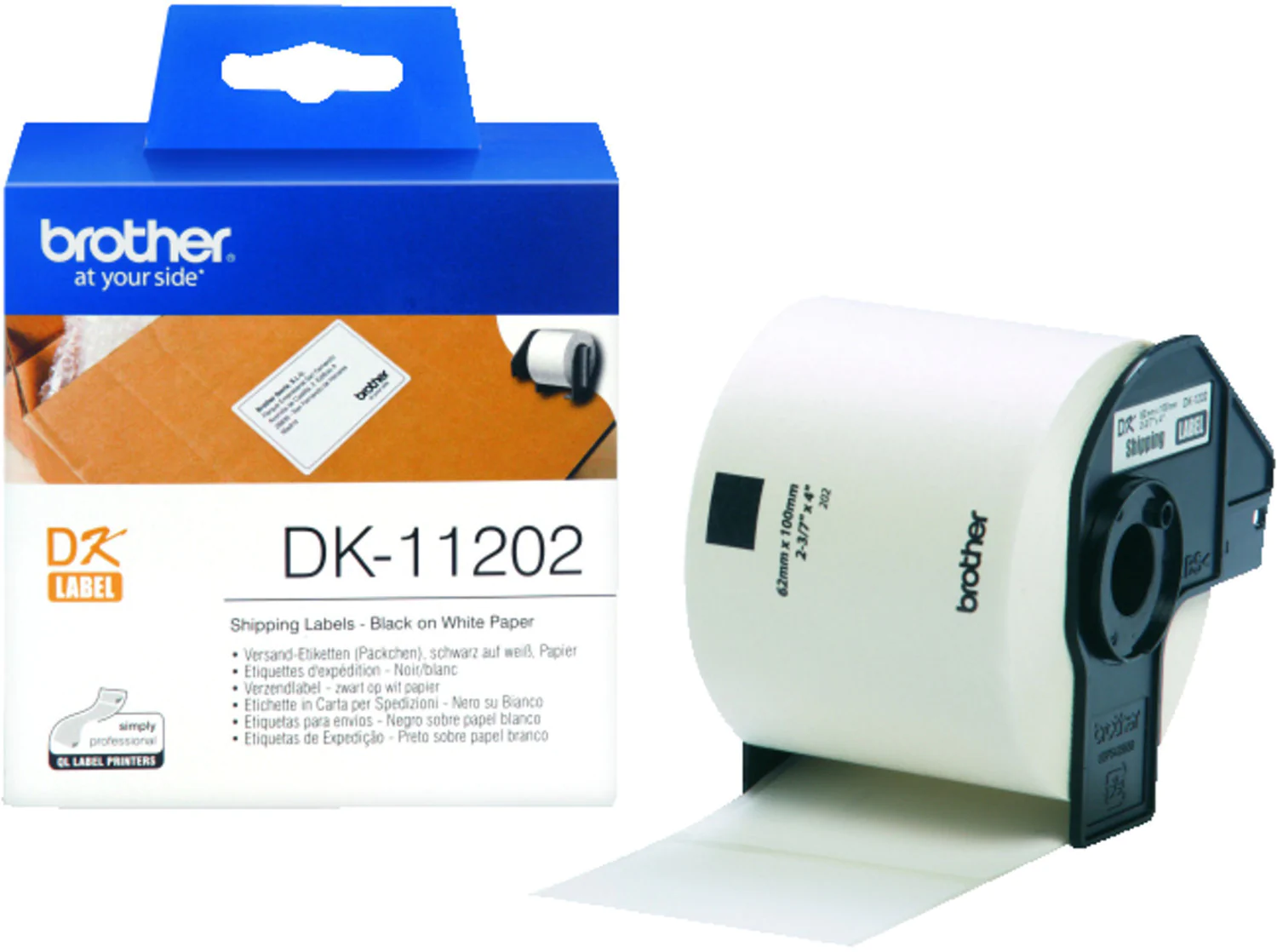 Original Einzel-Etiketten Brother DK11202, 62mmx100mm, 300St. im unschönen Kart.