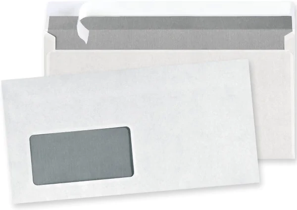Kuvert 1000x DIN lang=110x220mm, mit Fenster, weiß, Haftklebung