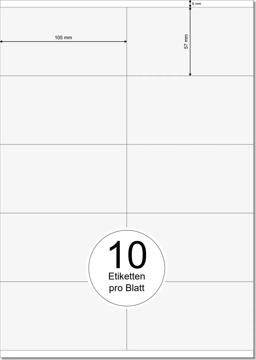 PRINTATION Papier-Etiketten (B105xH57mm) 100xA4 à 10 Eti.
