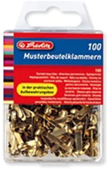 Musterbeutelklammern 19mm Rundkopf vermessingt