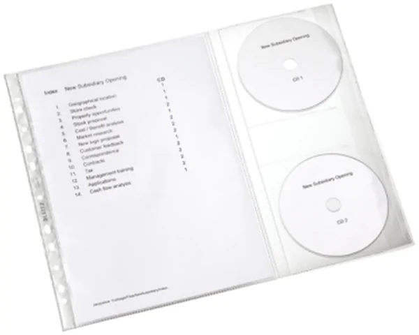Prospekthüllen A4 0,12mm mit CD-Klappe oben offen Leitz transparent, genarbt