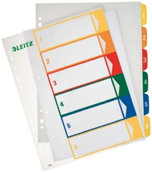 Register 1-6 A4 Plastik PP-Folie Leitz 245x305mm PC-beschriftbar (1292-00-00)