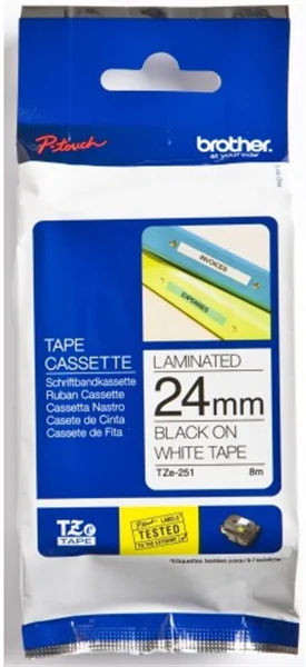Original Beschriftungsband Brother TZe-251, 24mm x 8m, schwarz auf weiß