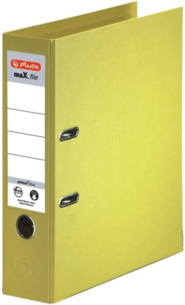 Ordner A4/8cm Plastiküberzug innen und außen gelb Herlitz