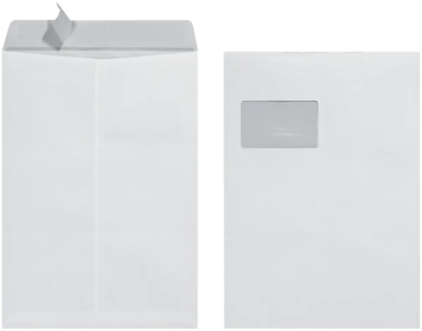 Kuvert 10x C4=229x324mm, mit Fenster, weiß, Haftklebung