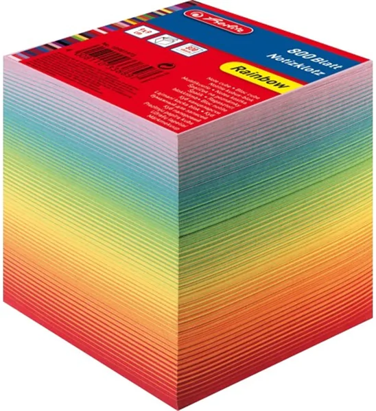 Zettelklotz Rainbow 800 Blatt, geleimt, 9x9 Herlitz