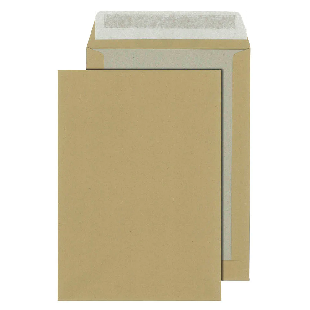 Kuvert 100x C4=229x324mm, ohne Fenster, braun, Haftklebung, Kartonrücken