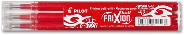 PILOT PEN Frixion Ball 07 Ersatzminen - 3er Set rot Strichstärke 0,4mm