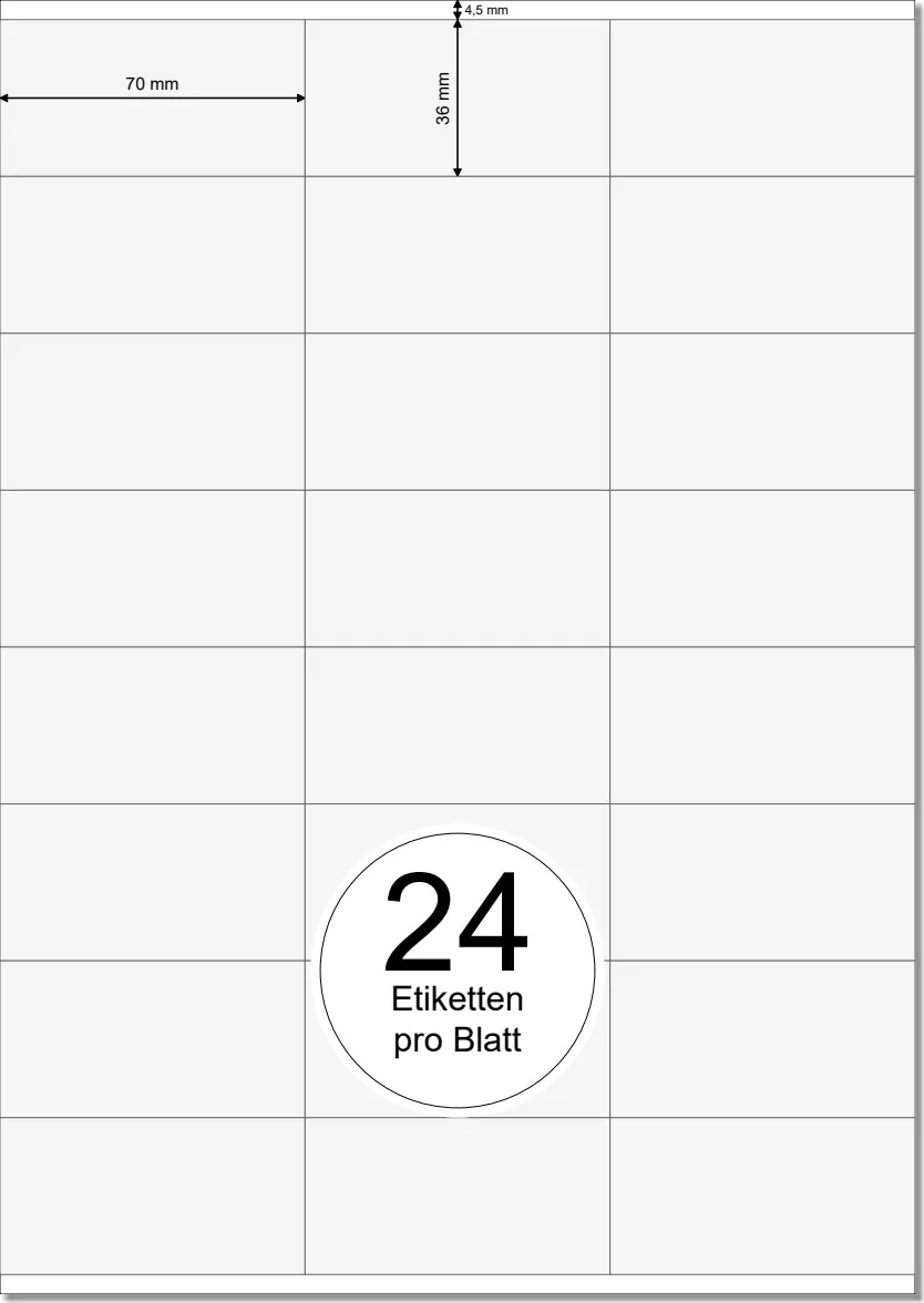 PRINTATION Papier-Etiketten (B70xH36mm) 25xA4 à 24 Eti.