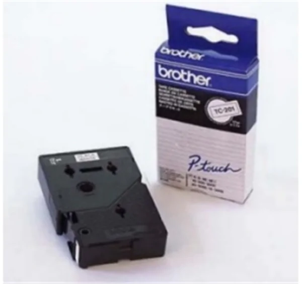 Original Beschriftungsband Brother TC-201, 12mm x 7,7m, schwarz auf weiß