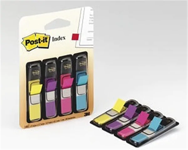 Haftstreifen 11.9x43.2mm Post-it Index Mini in 4 Farben 3M, 35 Streifen je Farbe