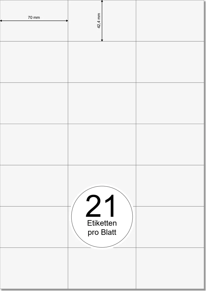 PRINTATION Papier-Etiketten (B70xH42,4mm) 25xA4 à 21 Eti.
