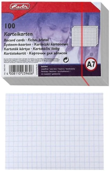 Karteikarten A7 kariert Herlitz weiß