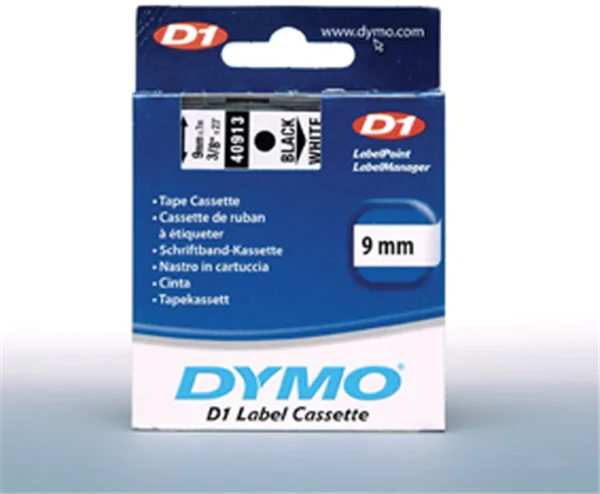 Original Beschriftungsband Dymo 40913, 9mm x 7m, schwarz auf weiß