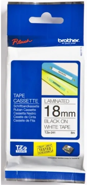 Original Beschriftungsband Brother TZe-241, 18mm x 8m, schwarz auf weiß