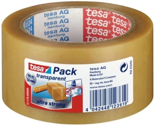 Paketklebeband 50mm x 66m transparent PVC tesa 65my ultra strong Premiumklasse