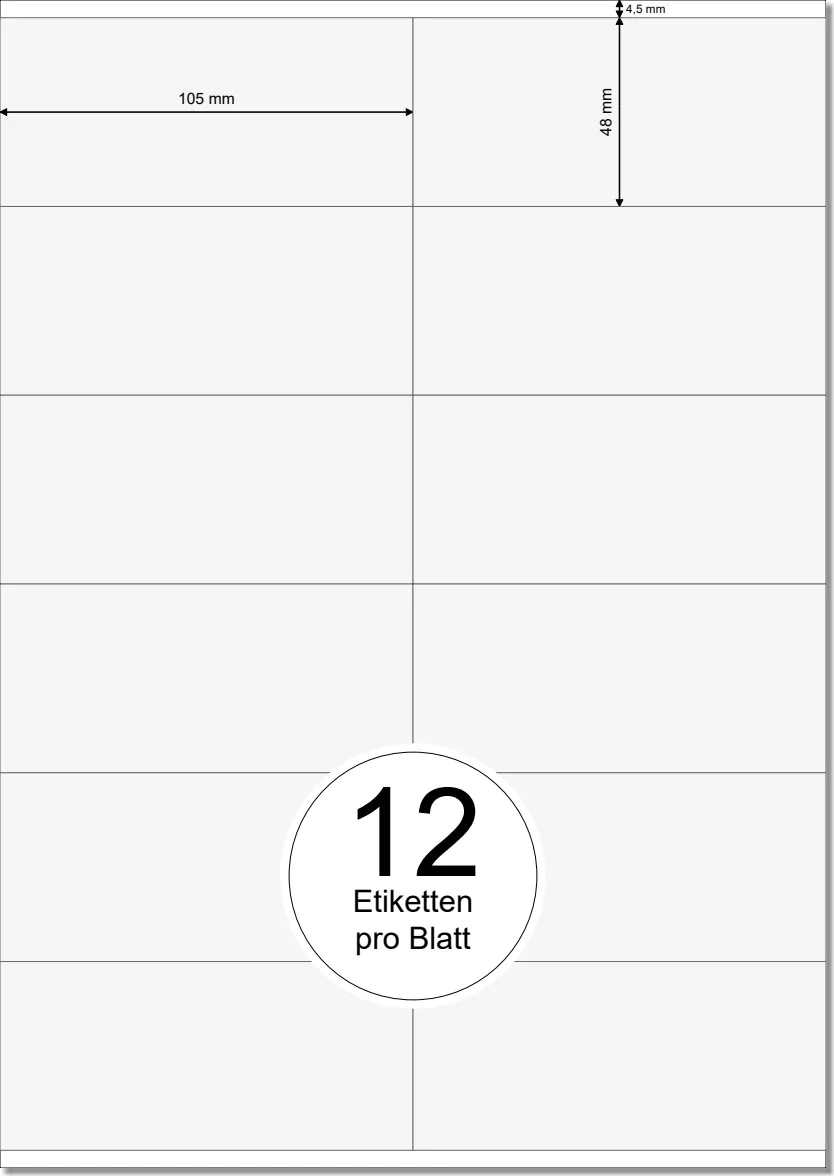 PRINTATION Papier-Etiketten (B105xH48mm) 100xA4 à 12 Eti.
