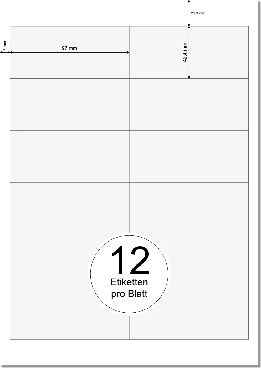 PRINTATION Folien-Etiketten matt transparent (B97xH42,4mm) 25xA4 à 12 Eti.