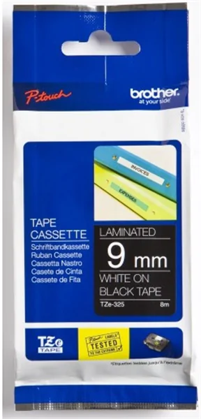 Original Beschriftungsband Brother TZe-325, 9mm x 8m, weiß auf schwarz
